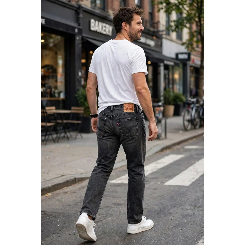 Levi's Mens 36x30 505 Straight Fit Jeans Faded Black Denim Casual Classic